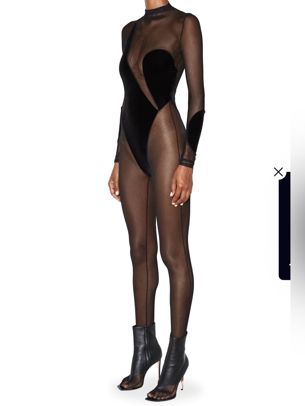 Laquan Smith Black Sheer Velvet Catsuit — image 2 of 8